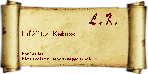 Létz Kabos névjegykártya